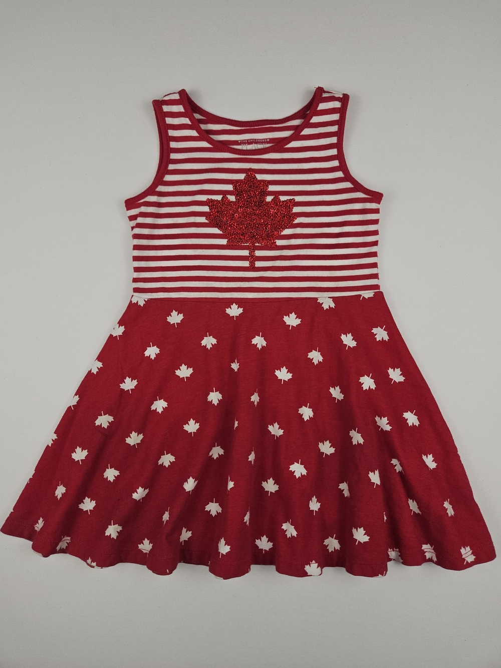 5/$25 The Children’s Place Canada Day Maple Leaf Dress 3T Red White Glitter